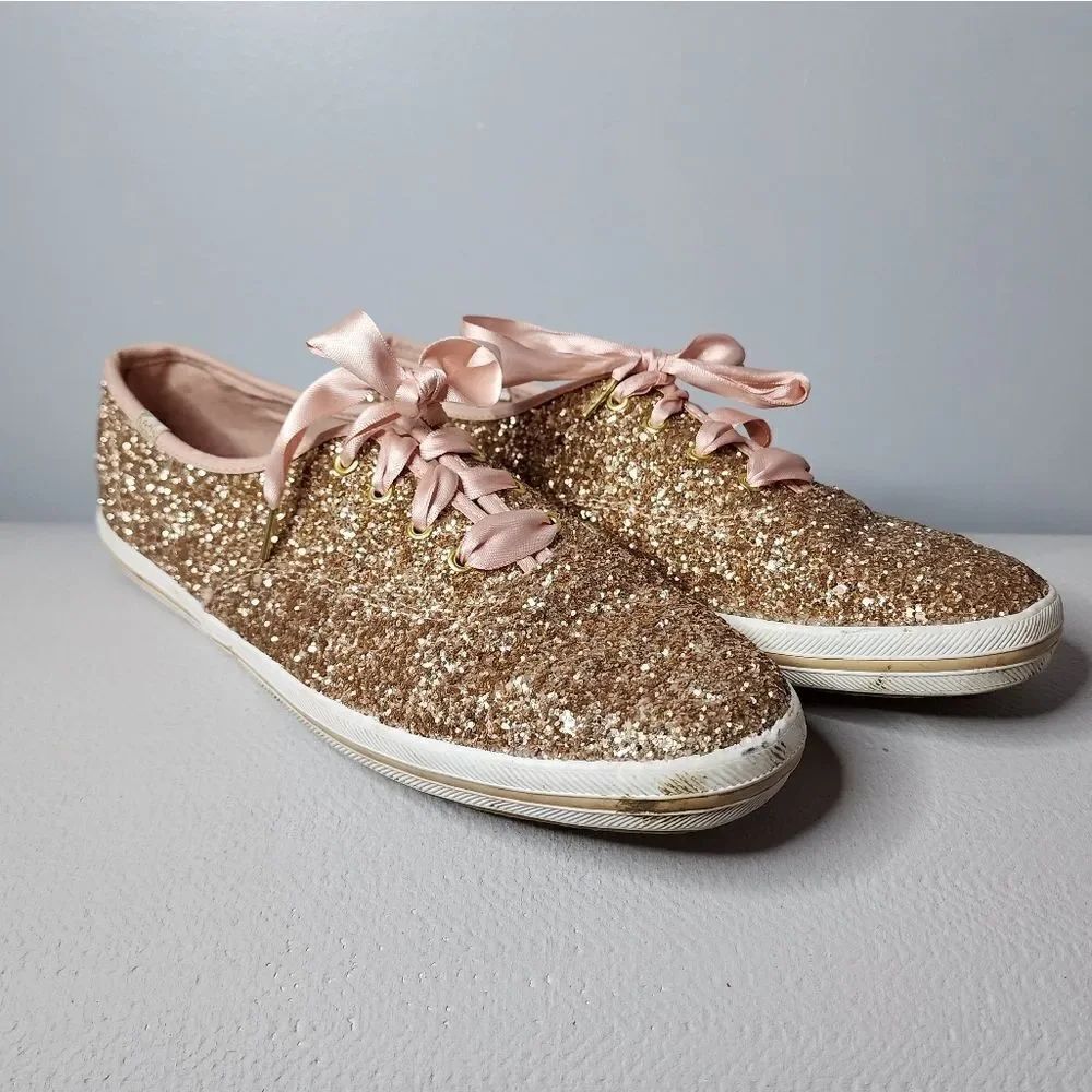Keds Kate Spade Champion Glitter Sneaker Rose Gold Size US 9